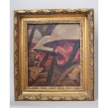 'Allied Troops, Waiting for the Whistle' by Roy Tidmarsh, size including frame 16" high x 14"