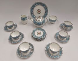 A six-place Wedgwood tea service in 'Florentine', including teapot, milk jug, sugar bowl, large