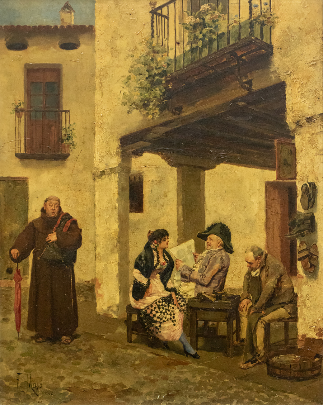 Felipe Maso de Falp (1851-1929) A Saucy Story oil on panel,  62 x 50cm  signed and dated 1882