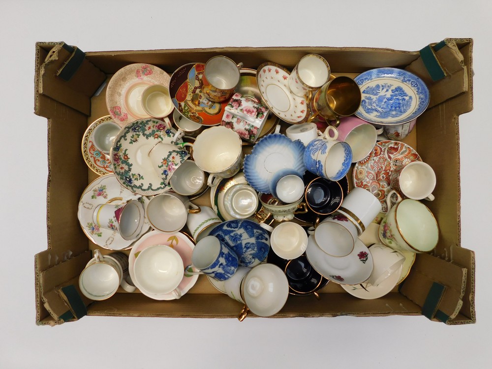 A collection of mid 20th Century cups and saucers with coffee cans and saucers, all different - Image 2 of 3