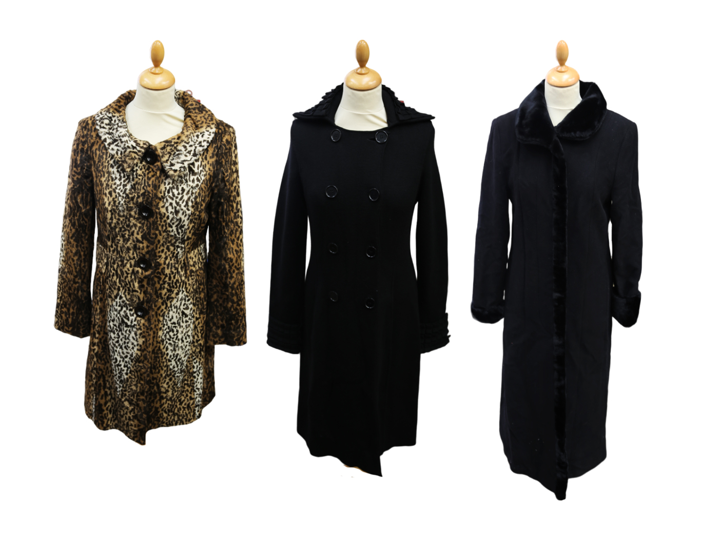 A collection of designer coats c.1990-2000 by L.K. Bennett plus one other, to include: a faux-fur L