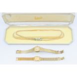 Two gold plated ladies wristwatches including Seiko (damaged broken glass) and Rotary, together with