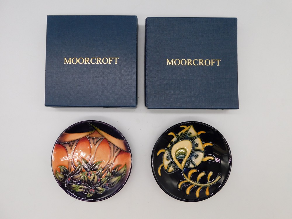 A rare Moorcroft Peacock Feather design Coaster , one of only 2 made, Produced exclusively for the - Image 2 of 3