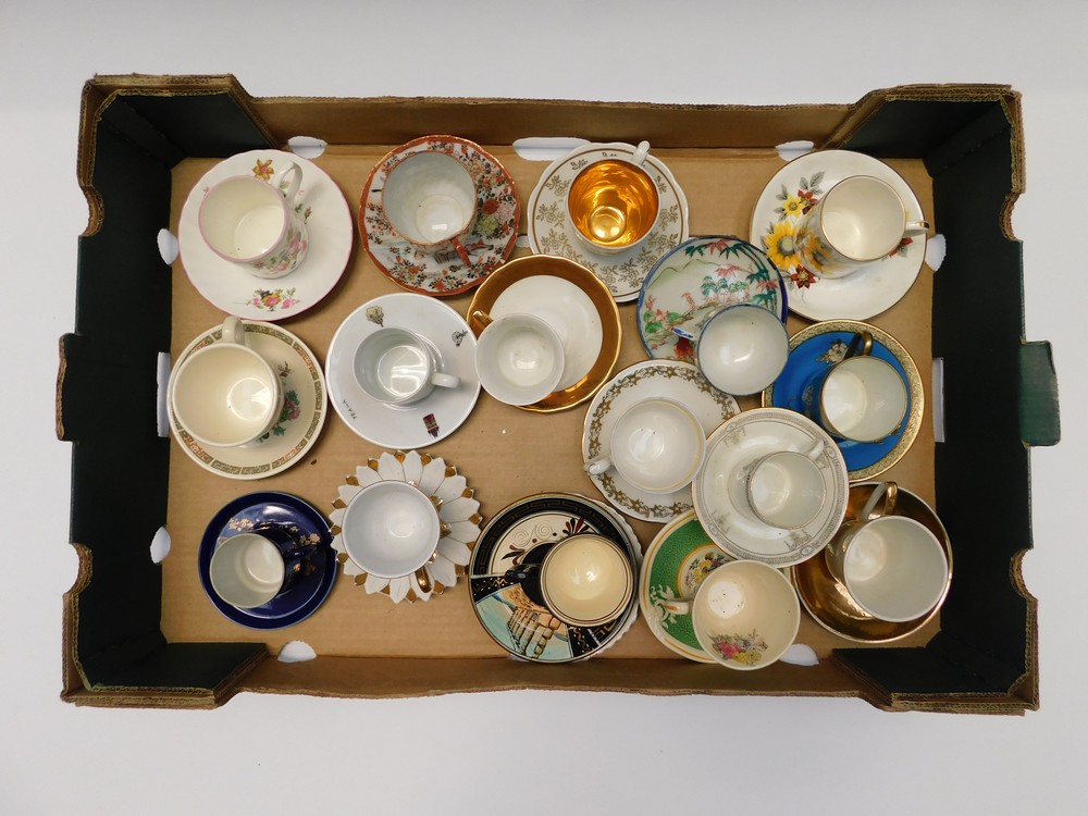 A collection of mid 20th Century cups and saucers with coffee cans and saucers, all different - Image 3 of 3