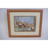 F. L. Emanuel painting of a Continental scene, signed lower left.