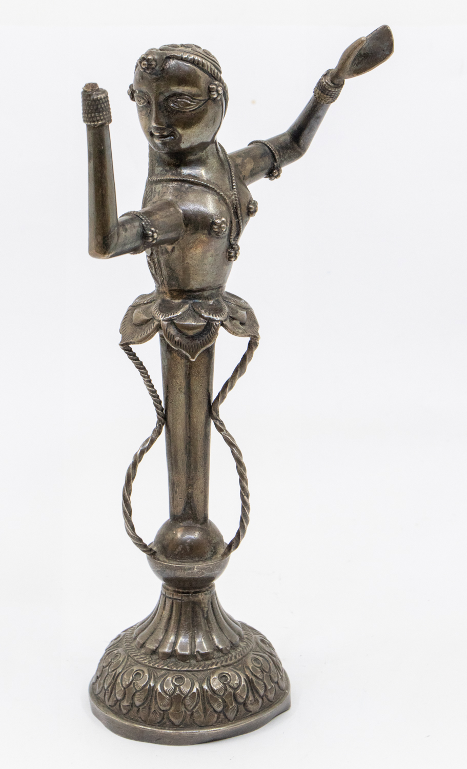 A small collection of silver and jewellery to include; a tall Eastern figural sculpture, ornately - Image 3 of 3