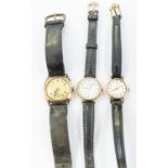 Two ladies wristwatches including a gold cased omega, (glass cracked) together with a 9ct gold H