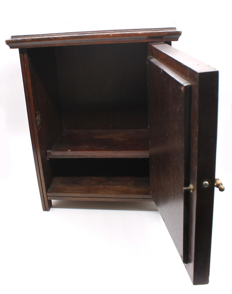 Oak late 19th century early 20th century tobacco cupboard with carved front. - Image 2 of 3