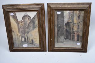 A pair of 19th Century framed water colours of Edinburgh, signed bottom left.