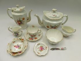 Royal Crown Derby - A ''Posies'' Tea Service including cups, saucers, teapot, plates, coffee pot