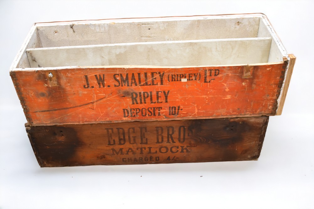 Two mid 20th century wooden Fyffes banana boxes bearing merchant details, wax treated. 91cm long x - Bild 2 aus 4