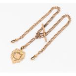 A 9ct rose gold double Albert chain, width approx 4mm, length approx 41cm, each link marked, with