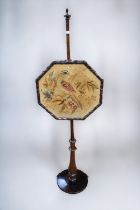 A reproduction George III sewing table in mahogany (missing one of feet) along with a 19th Century