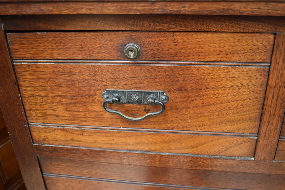 A large Edwardian mahogany chest of three drawers above three drawers, with brass swing handles, sat - Image 3 of 5