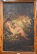 A 19th Century Continental School oil on canvas which has been fixed to a board of a classical scene