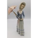 A Lladro figure of a lady with a parasol.