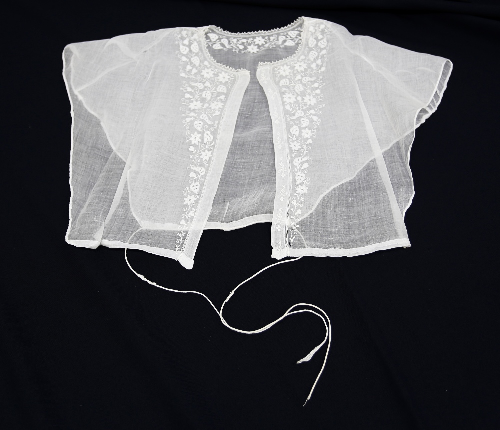 A very fine cotton lawn modesty vest (panel) for under dress/blouse (1920-30) with a long - Image 3 of 3