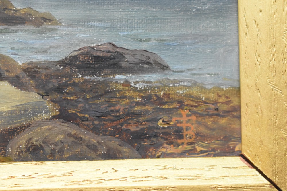 English School (19th century) oil on board, Ruined Seaside Castle scene,  signed monogram lower - Image 3 of 3