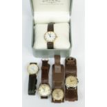 A collection of five gents wristwatches to include 2 Rotary (1 boxed), a house of John, a Montine