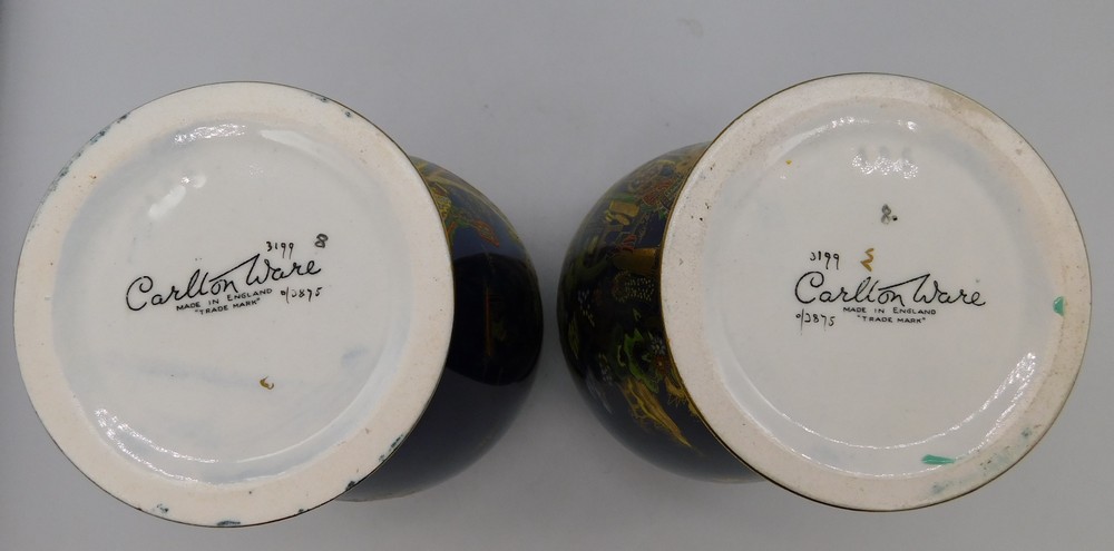 A pair of Carlton ware vases in the Temple design, c1940 , usual marks to bases (2) - Image 6 of 6