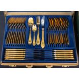 A Royal Solingen 24ct gold-plated 12 place setting cutlery set in a fitted case. Further details: