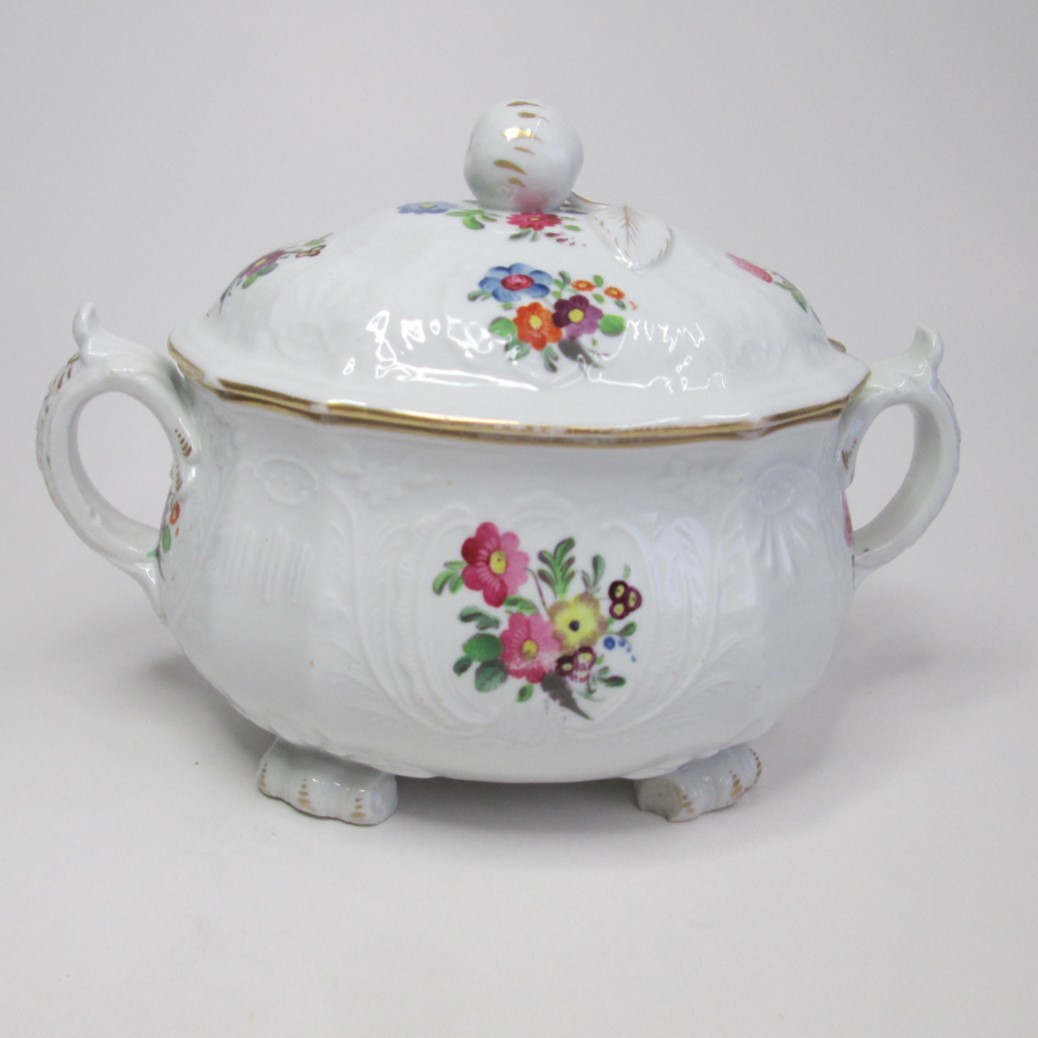 A small Coalport porcelain tureen white blind moulded- dulong pattern and painted with little floral - Image 2 of 5