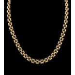 A 9ct gold brick link collar chain necklace, width approx 6mm, length approx 51cm, weight approx