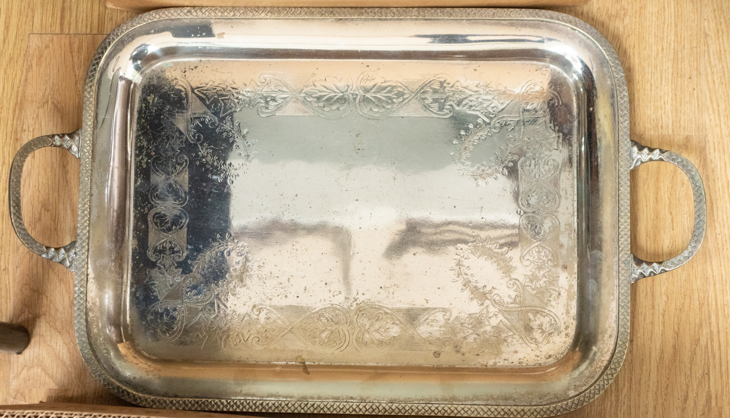 A collection of mixed silver plated wares to include; a twin handled gallery tray with engraved - Image 3 of 3