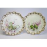 A pair of Royal Doulton, Burslem,  Rd No 72067 gold gilt scalloped plates hand painted and signed by