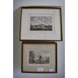 Three 19th Century etchings of Bristol and St Ives, framed.