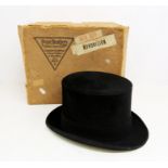 A fine silk/mohair top hat made by Hope Brothers, slight wear to under rim of brim, inside