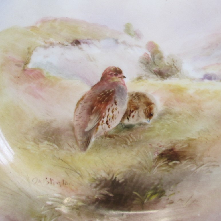 A pair of Royal Worcester  Plates, hand painted with red grouse signed by JAS Stinton Date; 1914 - Image 2 of 4