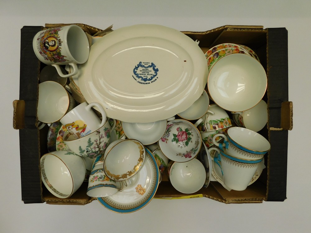 A collection of china and porcelain to include Worcester coffee items, glassware and others. some - Image 2 of 3