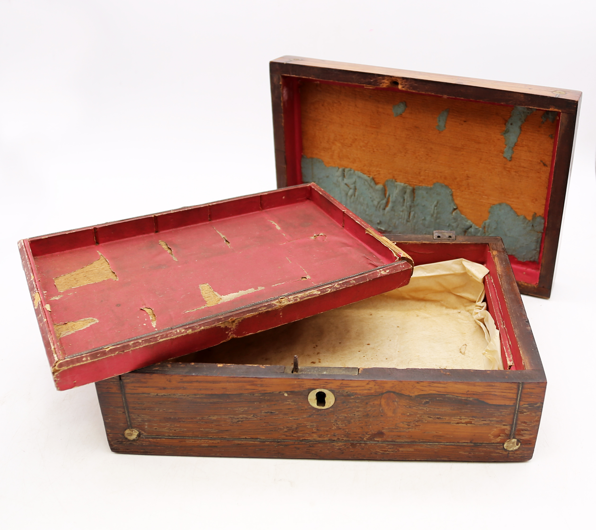 Three mahogany 19th Century trinket boxes. - Bild 3 aus 8