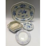 Late 19th Century/early 20th Century dinner and coffee wares, blue and white including tureens, meat