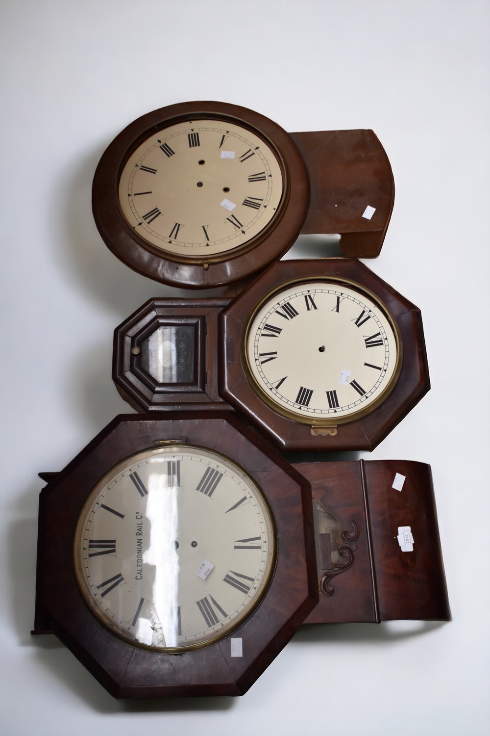 Three late 19th Century/early 20th Century 8 day wall clocks, AF.