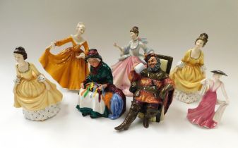 A small collection of Royal Doulton figurines to include; Rebecca (dated 1979), Silks and Ribbons