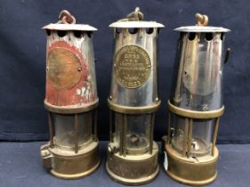 Three Eccles miners lamps to include type SL, type GR6S and type 6.