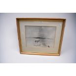 Leslie Worth RSW - a framed signed watercolour of a greyhound in a snowy scene.