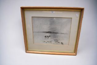 Leslie Worth RSW - a framed signed watercolour of a greyhound in a snowy scene.