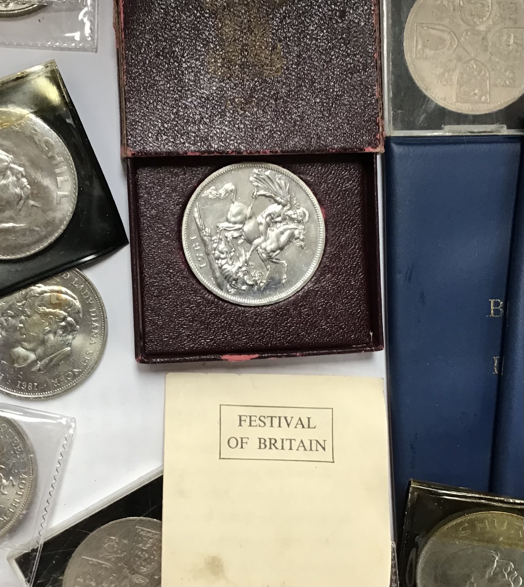 Collection of British Coins Including 1951 Festival of Britain Crown in Original Case with - Image 3 of 3