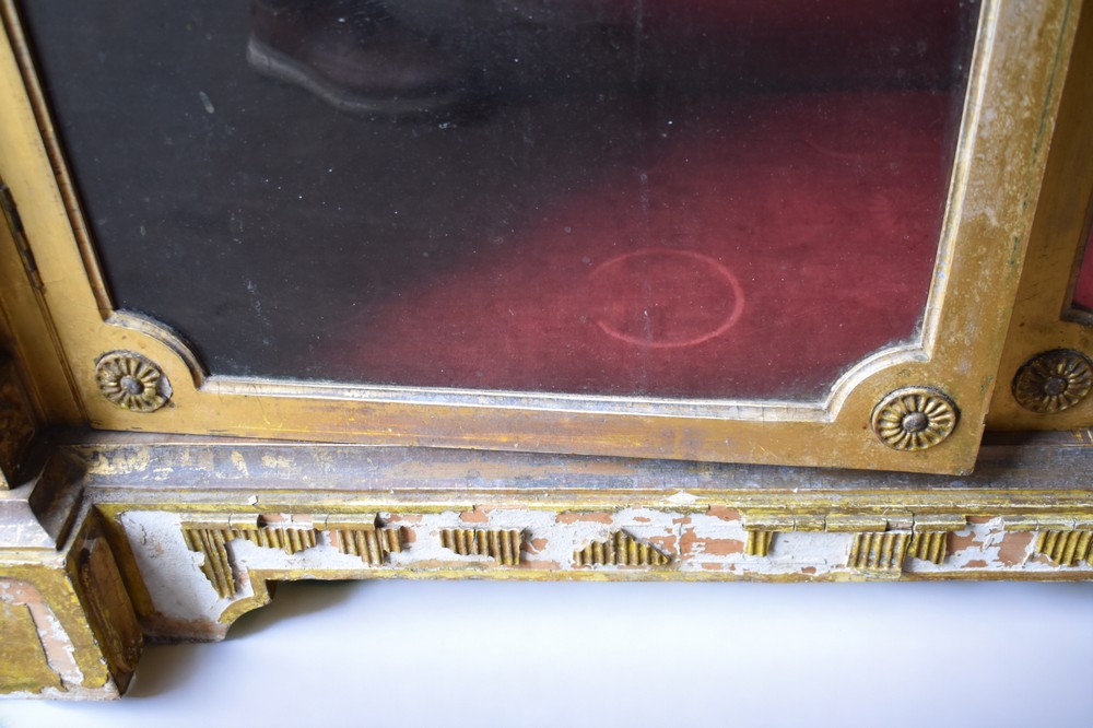 A large 19th century, gilded credenza, having marble top and mirror back, significant losses, - Image 6 of 6