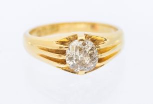 A Victorian diamond set ring, comprising an old cut approx 0.80ct (large chip to girdle and upper