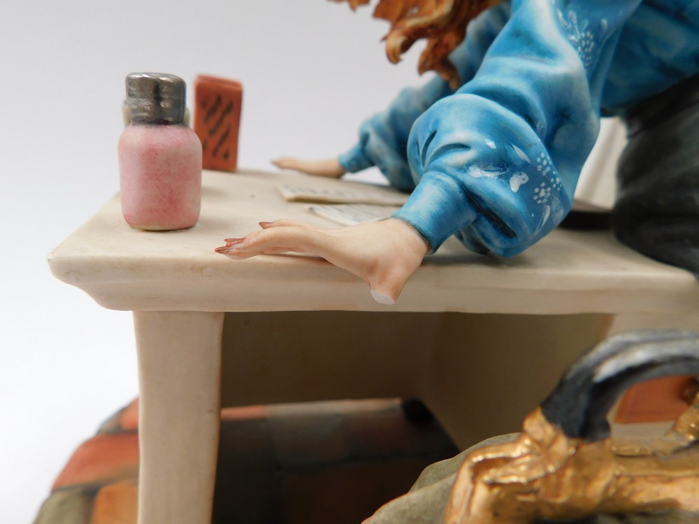 A large Capodimonte erotic doctor and patient scene signed to base with blue crown mark , thumb - Image 6 of 6