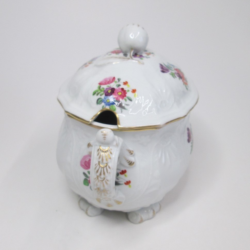 A small Coalport porcelain tureen white blind moulded- dulong pattern and painted with little floral - Image 4 of 5