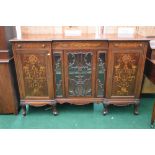 A 19th Century mahogany display sideboard cupboard with inlayed cupboard doors and drawer to frieze,