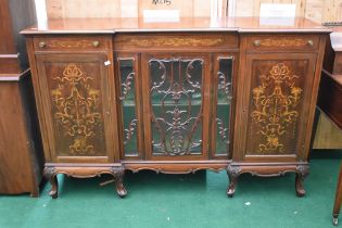 A 19th Century mahogany display sideboard cupboard with inlayed cupboard doors and drawer to frieze,