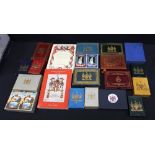 Playing Cards: a collection of mixed 20th century commemorative playing card boxes, most leather