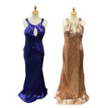4 royal blue sequined Goddiva evening/prom/bridemaids dresses, long length, 2 x size 10 and 2 x size