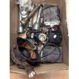 Mining ephemera interest:- Collection of vintage miners torches, helmet battery packs and head and
